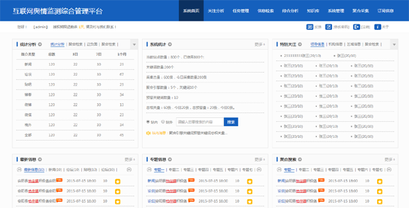 HTML舆情监测系统静态页面模板网站管理系统模板